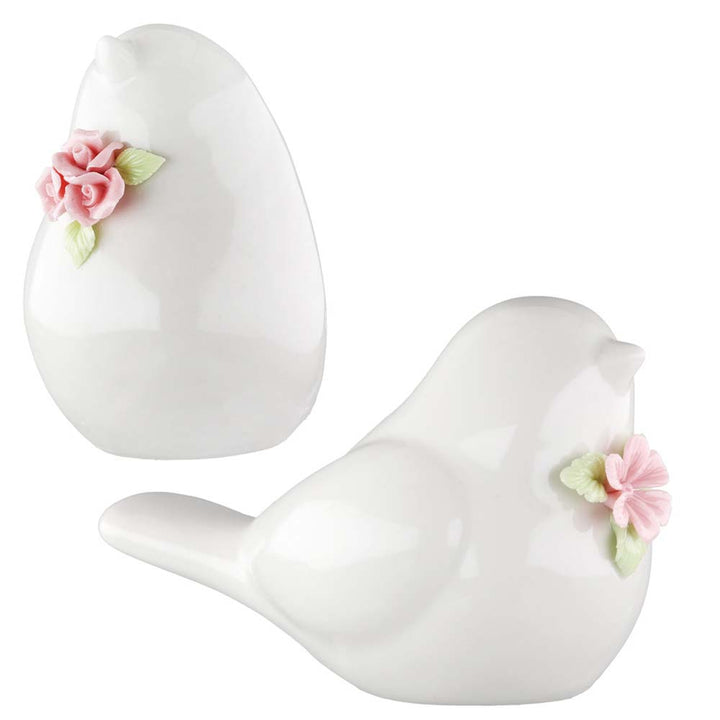 Gilde - Vogel Keramik mit Blumenkranz
