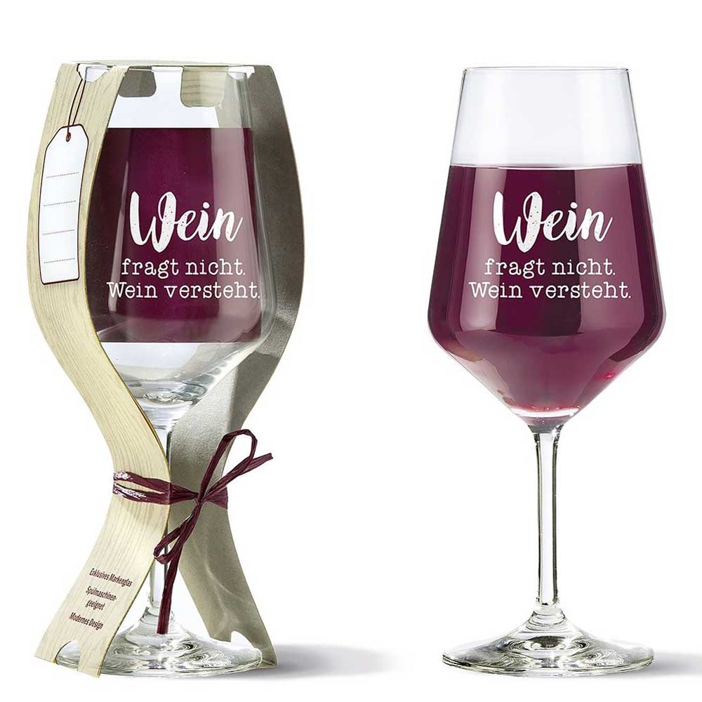 Gilde - Weinglas mit Spruch – „Wein fragt nicht, Wein versteht“