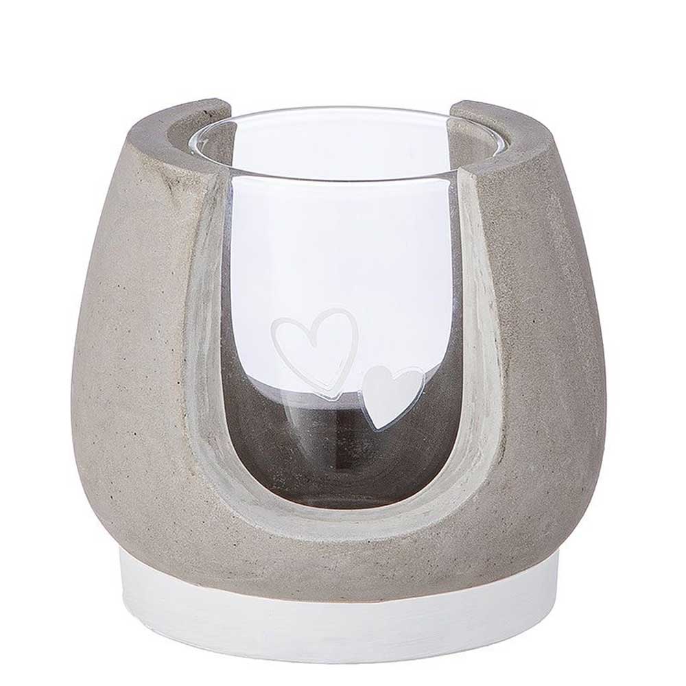Gilde - Windlicht Beton & Glas mit Herz
