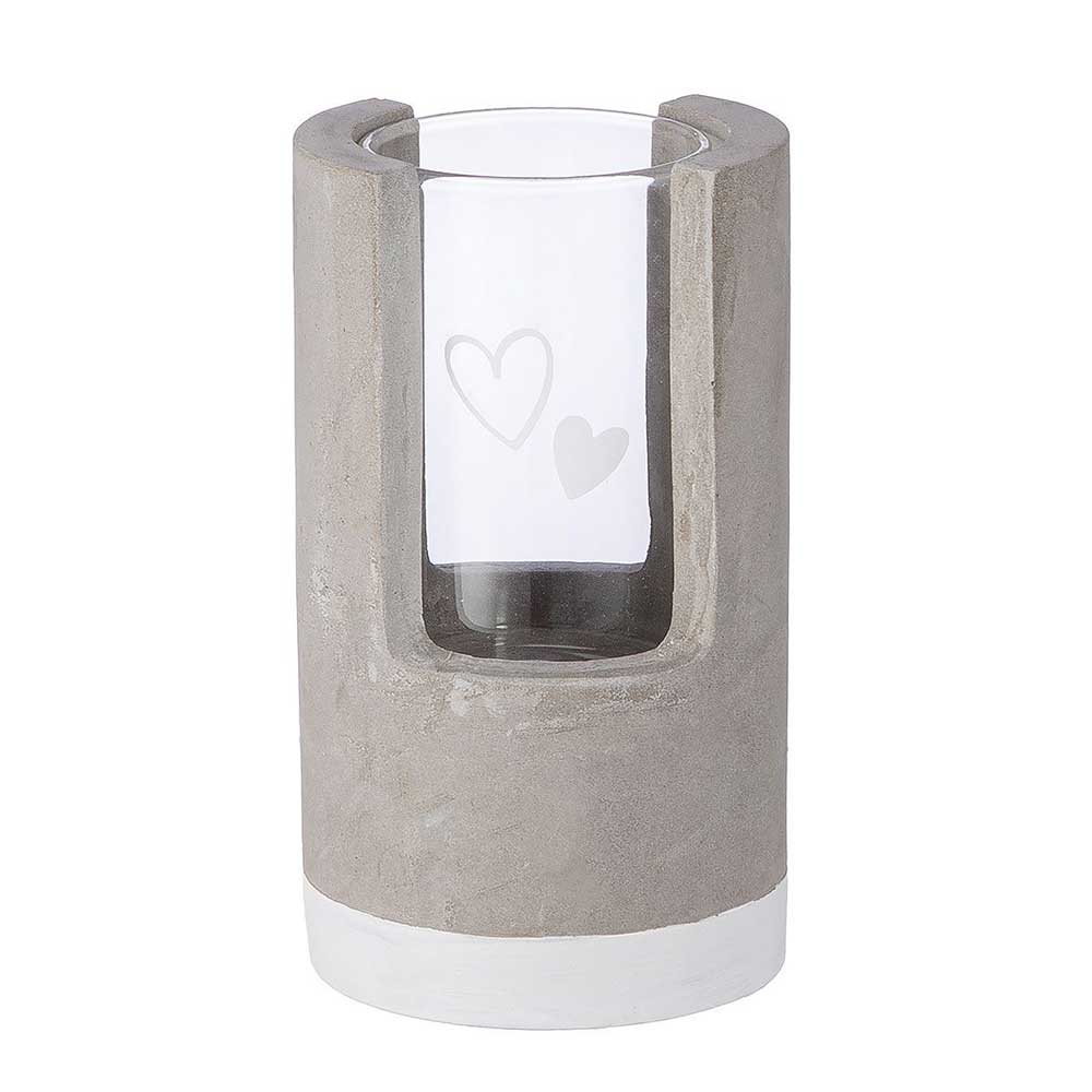 Gilde - Windlicht Beton & Glas mit Herz