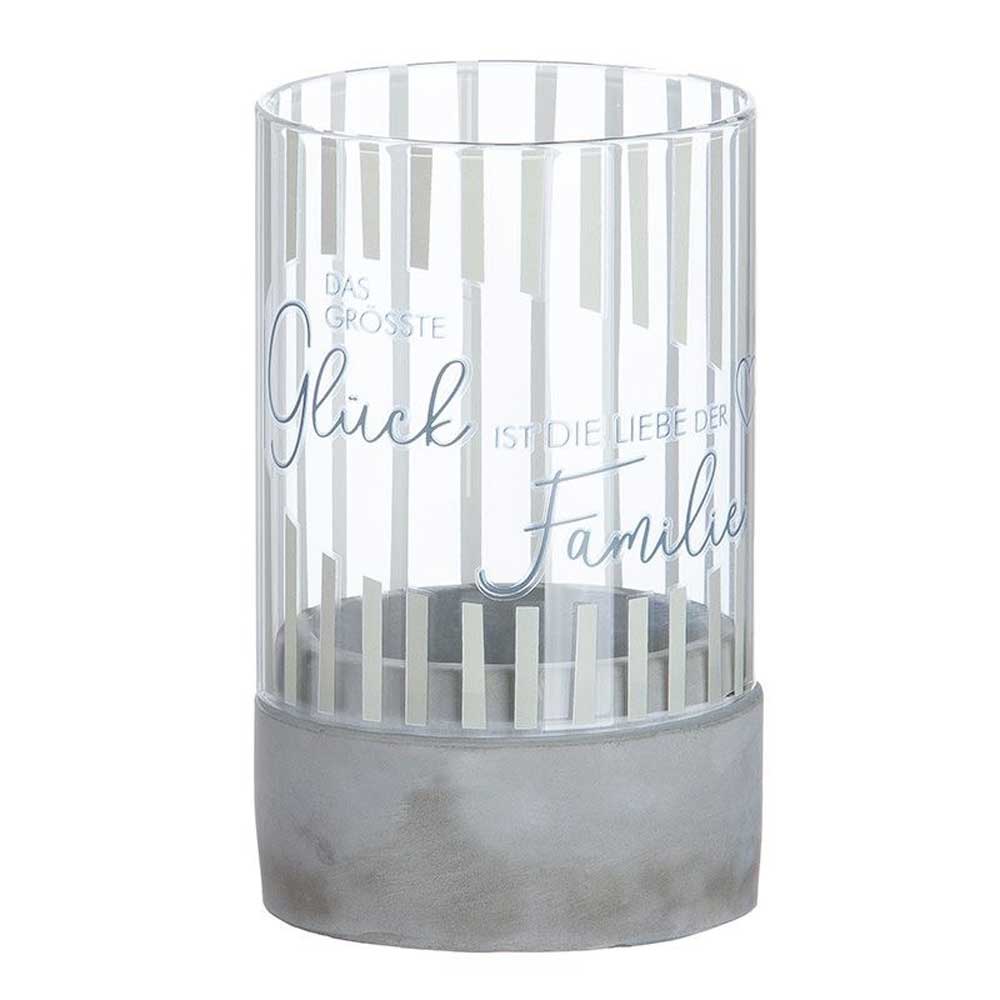 Gilde - Windlicht Glas & Beton mit Spruch Zylindrisch