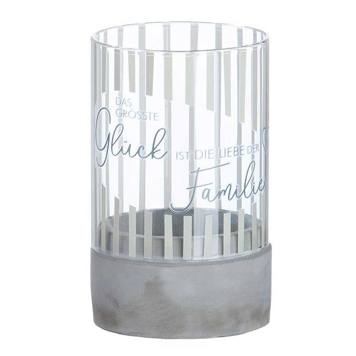 Gilde - Windlicht Glas & Beton mit Spruch Zylindrisch