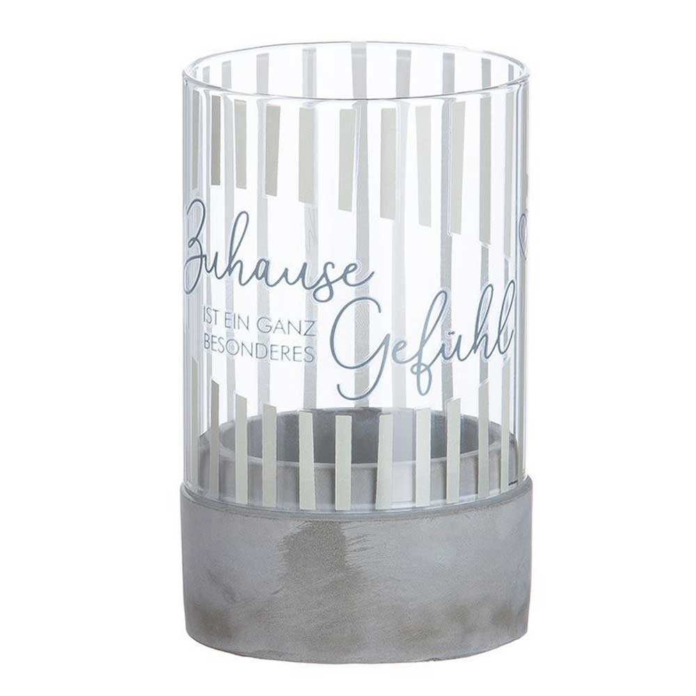 Gilde - Windlicht Glas & Beton mit Spruch Zylindrisch