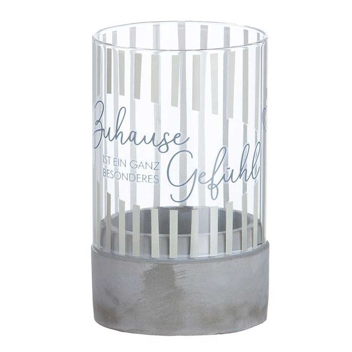 Gilde - Windlicht Glas & Beton mit Spruch Zylindrisch