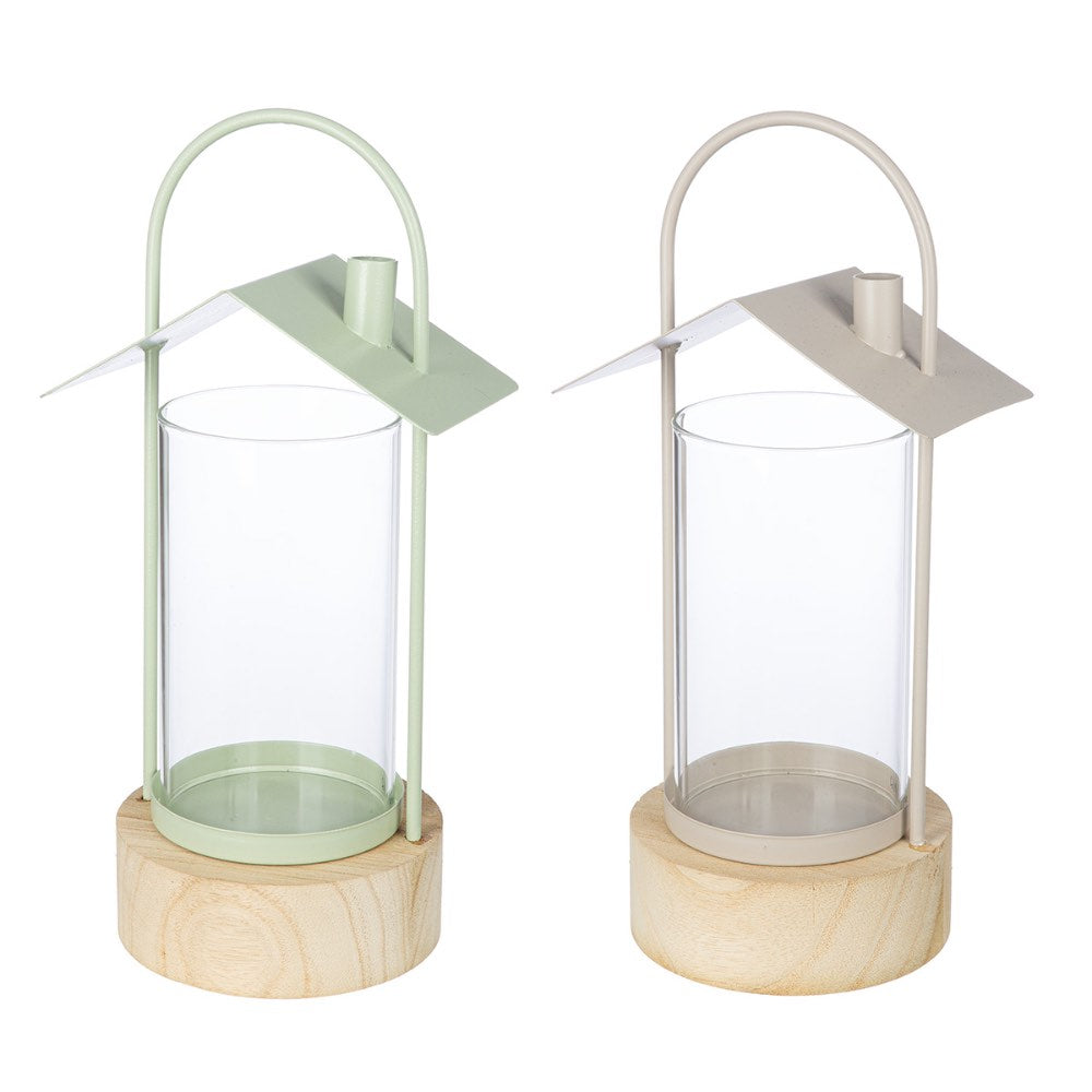 Gilde - Windlicht Haus Sanremo Metall grau