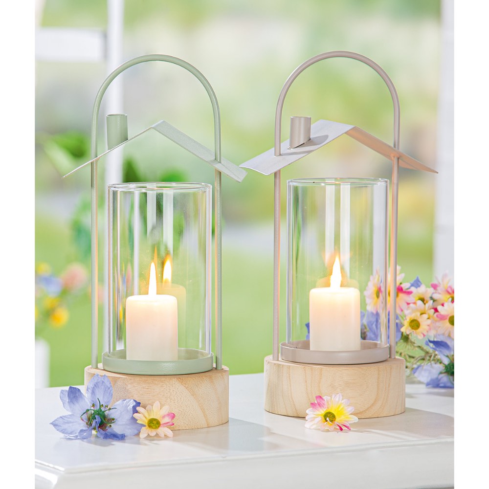 Gilde - Windlicht Haus Sanremo Metall grau