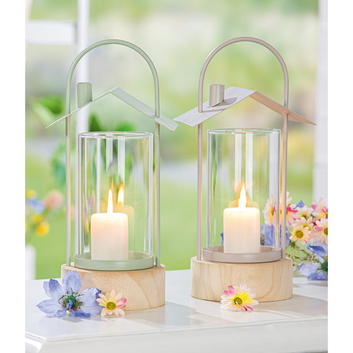 Gilde - Windlicht Haus Sanremo Metall grau