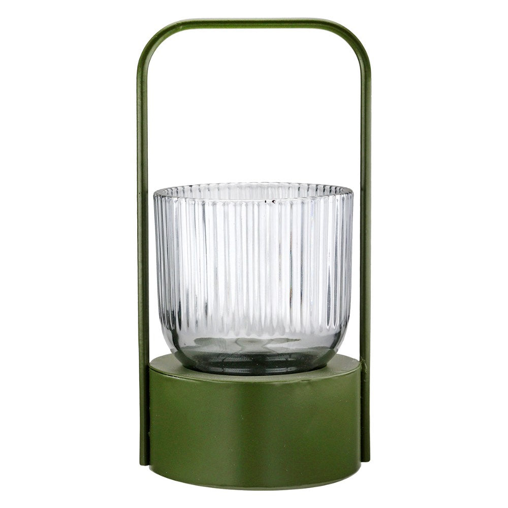 Gilde - Windlicht Strike Glas Metall grau/grün