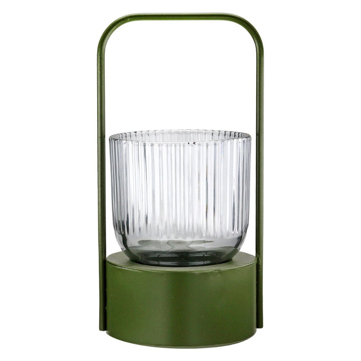 Gilde - Windlicht Strike Glas Metall grau/grün