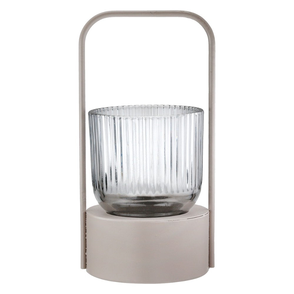 Gilde - Windlicht Strike Glas Metall grau/grün