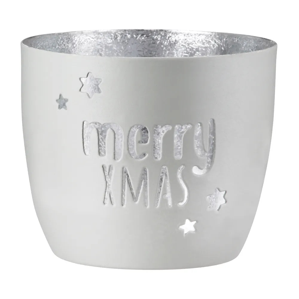 Gilde - Windlicht "merry XMAS" Sternmotiv braun grau