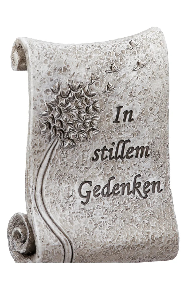 Gildehandwerk Gedenkstein Polyresin Blumenmotiv Grau