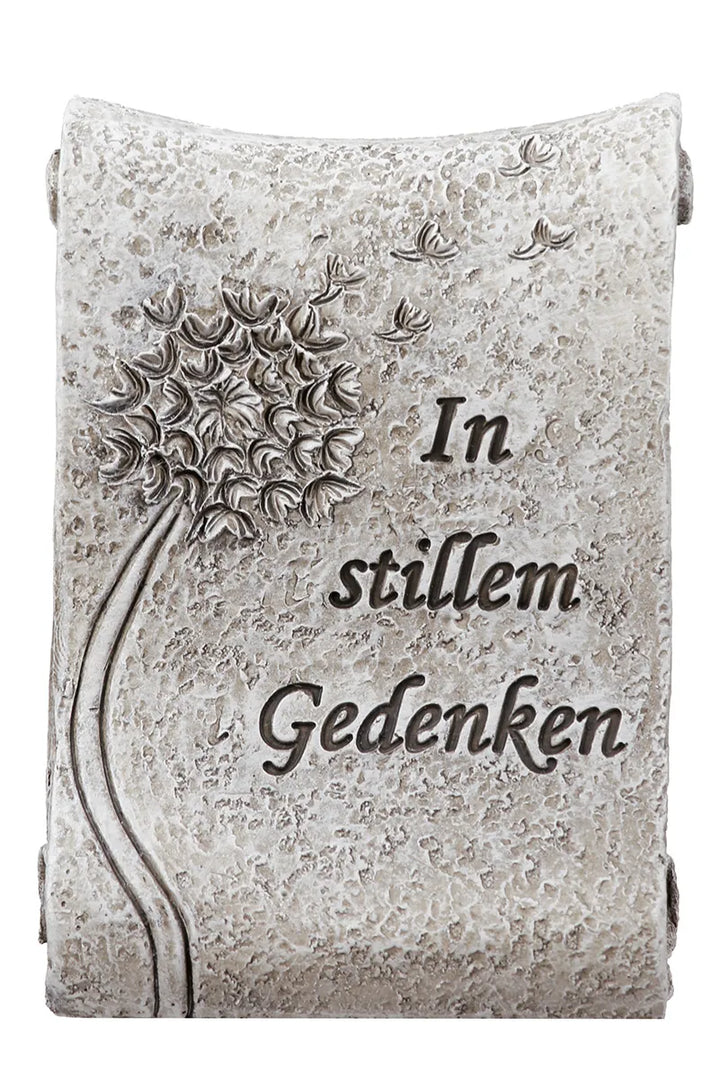 Gildehandwerk Gedenkstein Polyresin Blumenmotiv Grau