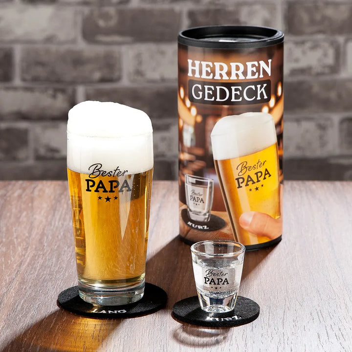 Gildehandwerk Trinkglas Herrengedeck Set Bester Papa