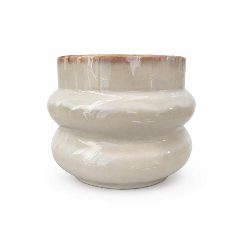 Alsaba Home - Glasierter Keramiktopf Blossom XL mit Wellenstruktur