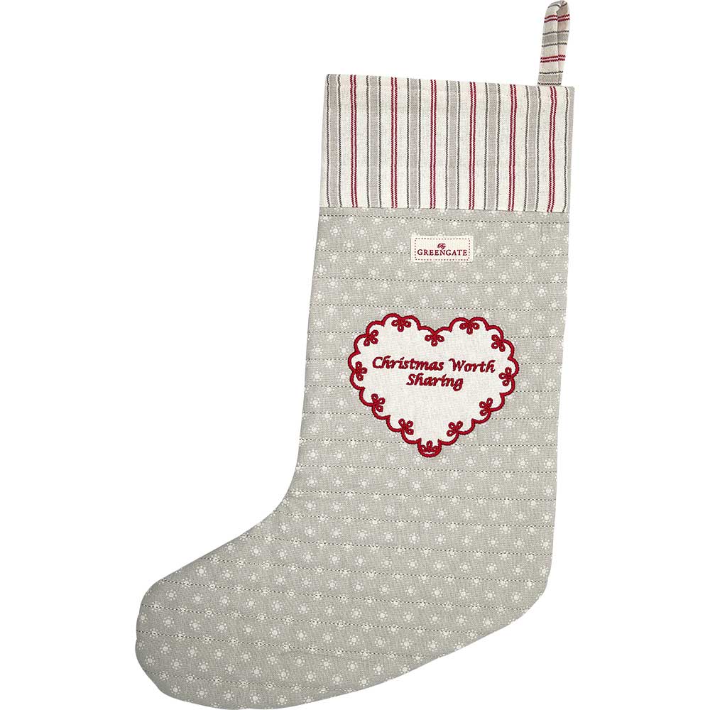 GreenGate - Harriet Weihnachtsstrumpf pale grey quilted