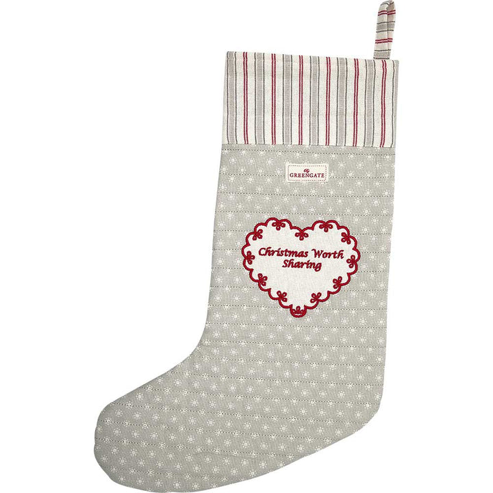 GreenGate - Harriet Weihnachtsstrumpf pale grey quilted