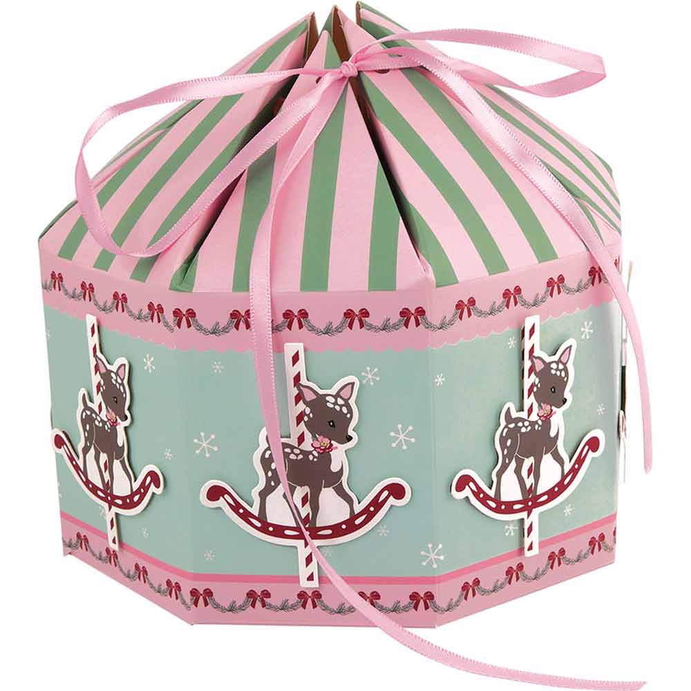 GreenGate - Inge-Marie Geschenkebox Rentier Karusel Xmas pale pink