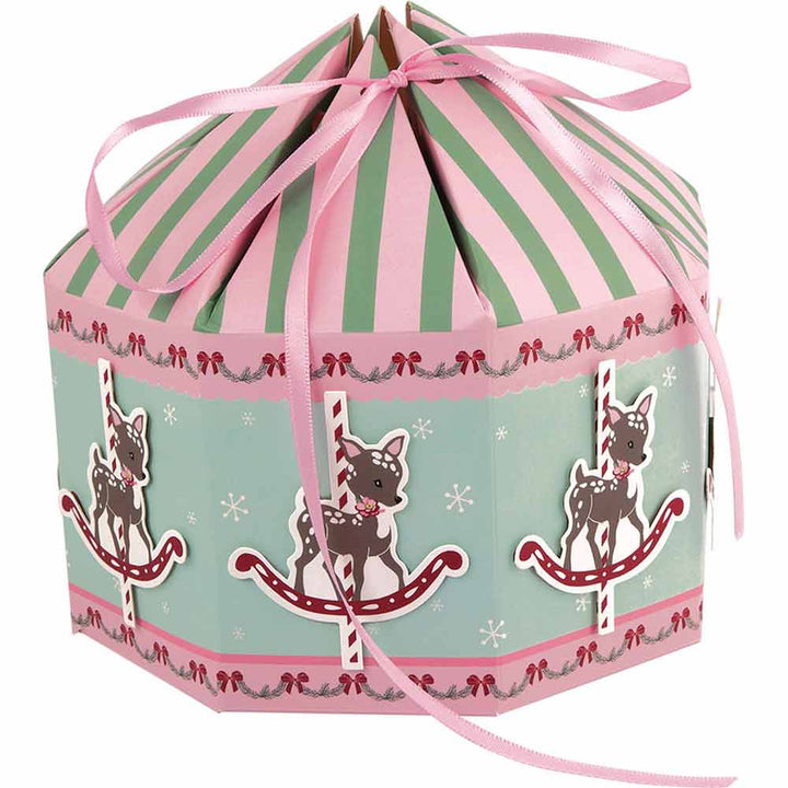 GreenGate - Inge-Marie Geschenkebox Rentier Karusel Xmas pale pink