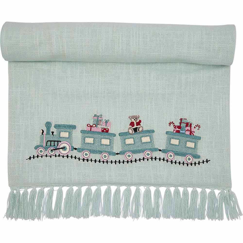 GreenGate - Weihnachtszug Tischläufer mint