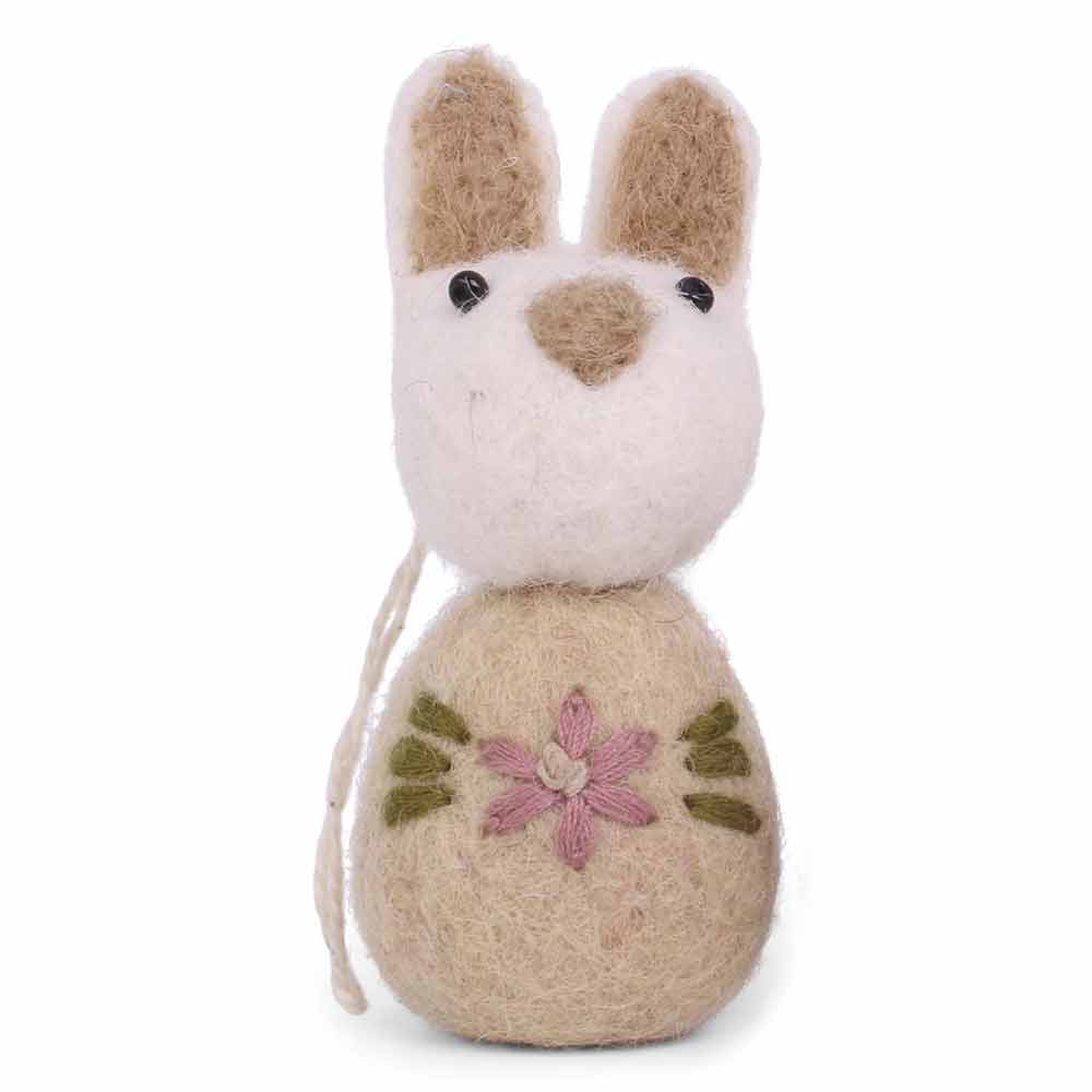 Gry & Sif - Anhänger Hase mit Blumen Stickerei Filz 2er-Set