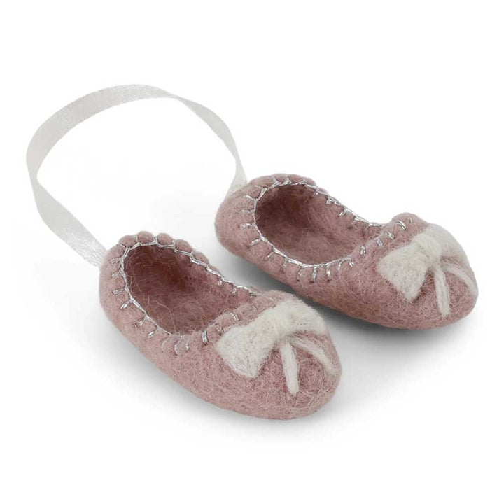 Gry & Sif - Ballerinaschuhe Filz mit Schleife rose mit Silberstickerei