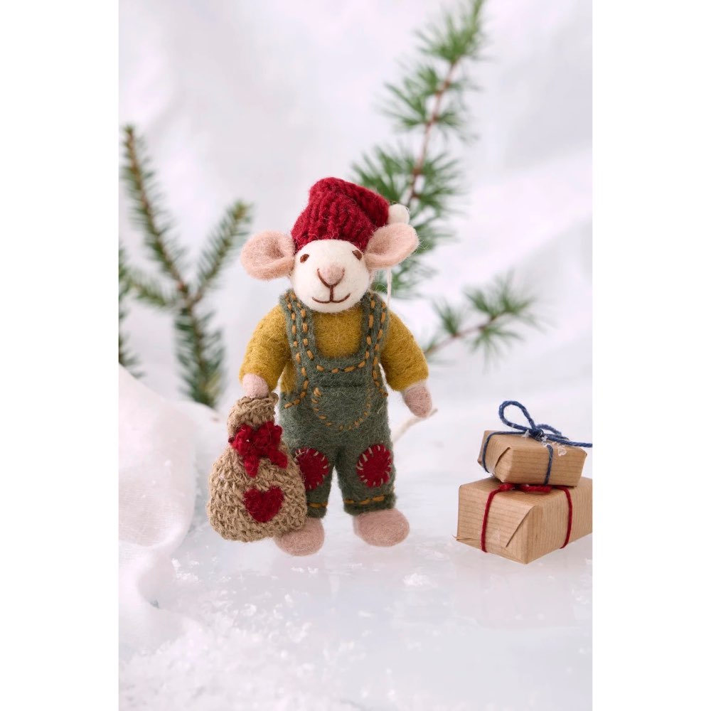 Gry &amp; Sif - Filzmaus Junge Geschenktüte White 12 cm