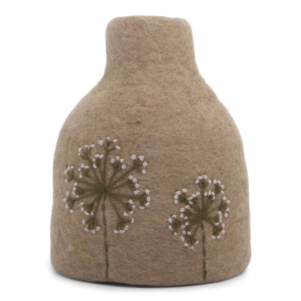 Gry & Sif - Vase Filz mit Stickerei inkl. Glas