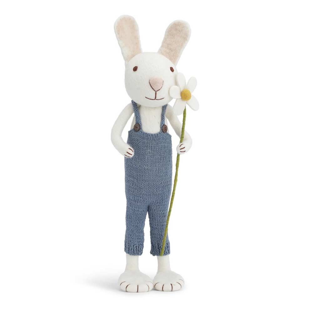Gry & Sif - Hase Filz mit blauer Hose und Margerite
