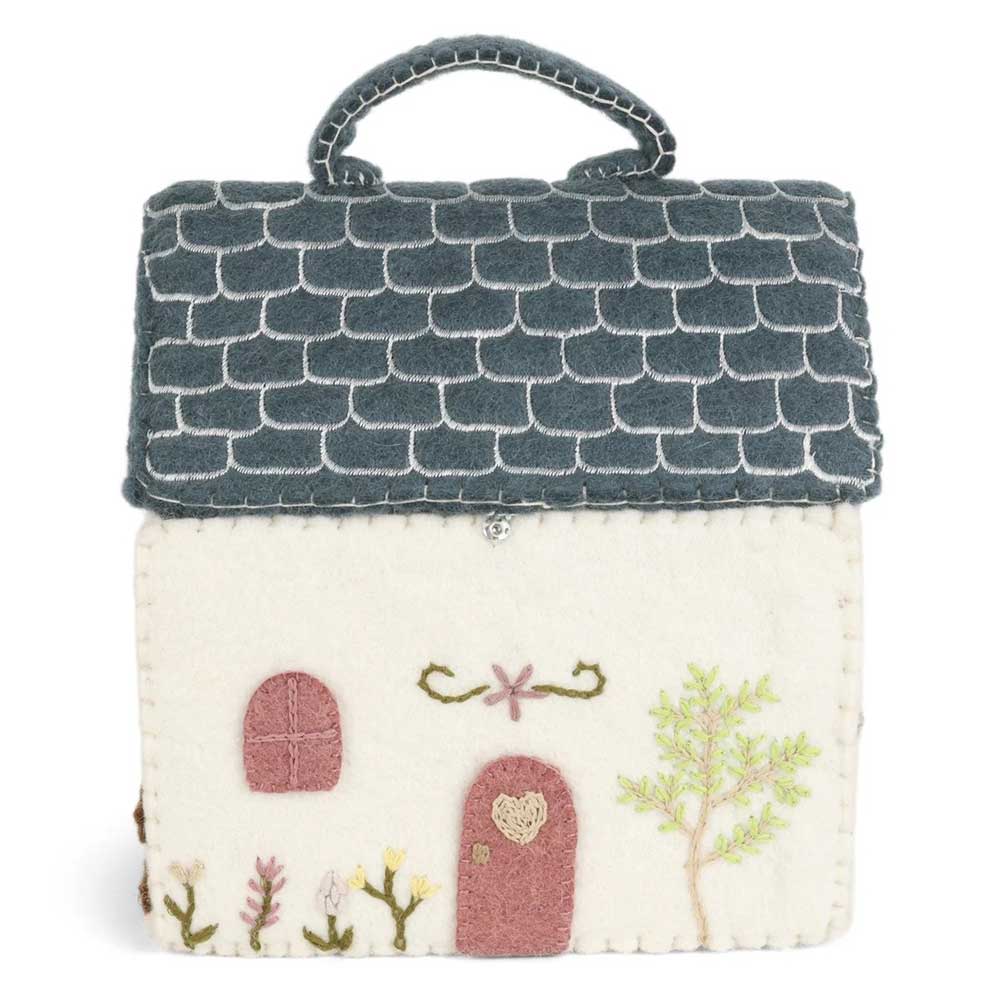 Gry & Sif - Haus Filz mit blauem Dach & Griff
