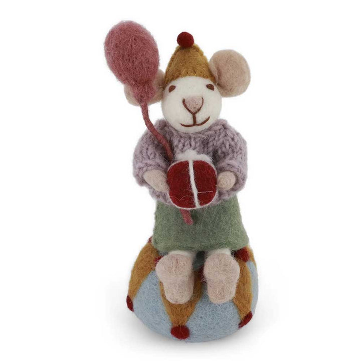 Gry & Sif - Kleine Mäuse-Dame Filz mit Ballon & Geschenk