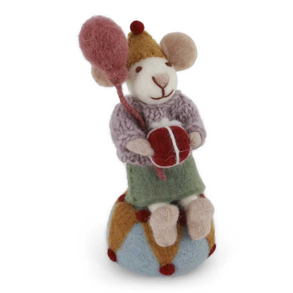Gry & Sif - Kleine Mäuse-Dame Filz mit Ballon & Geschenk
