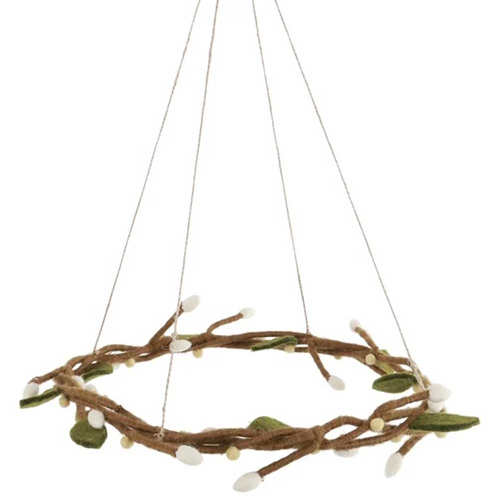 Gry & Sif - Kranz Filz mit hellgelben Beeren zum Aufhängen Ø35 cm