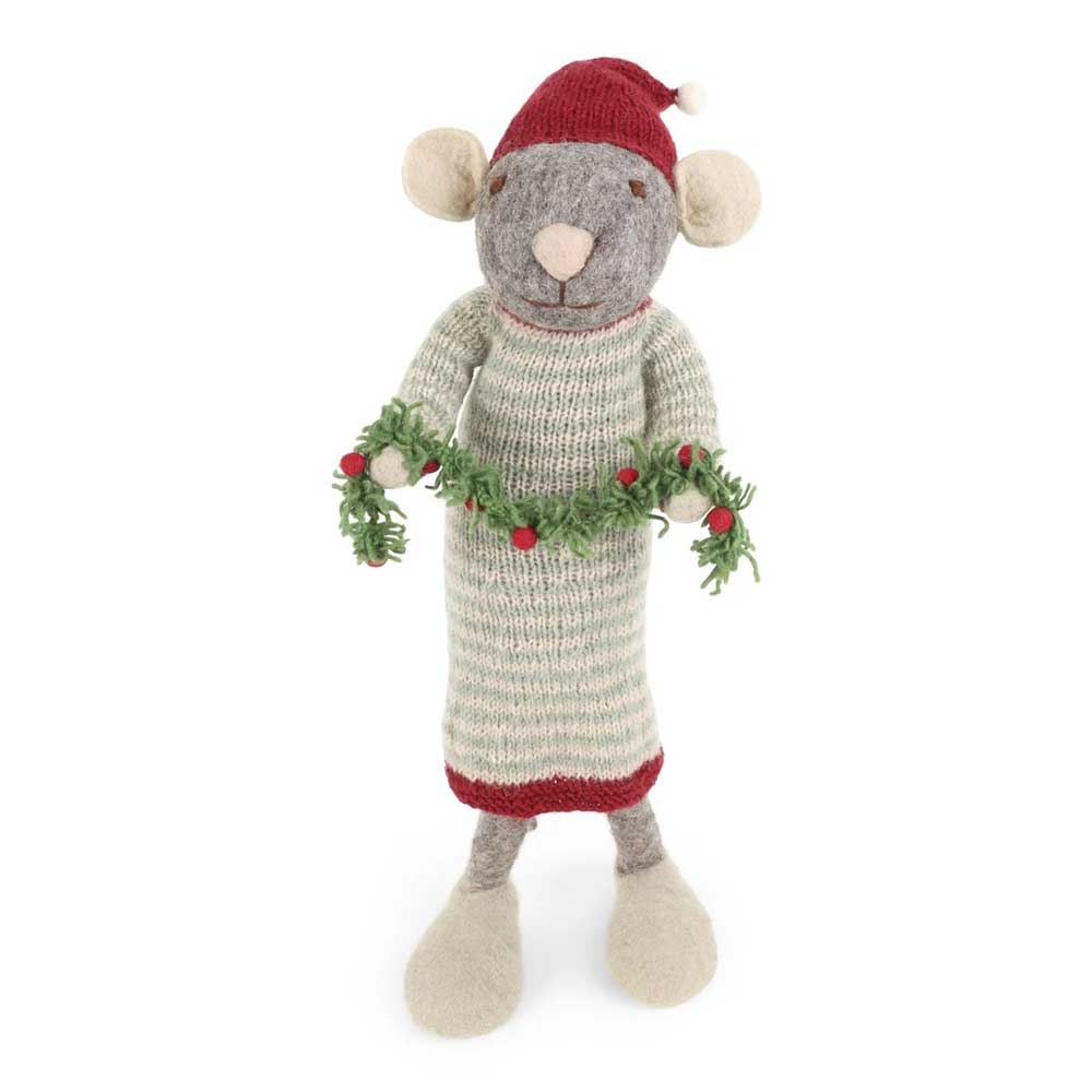 Gry & Sif - Maus Mädchen mit Girlande aus Filz