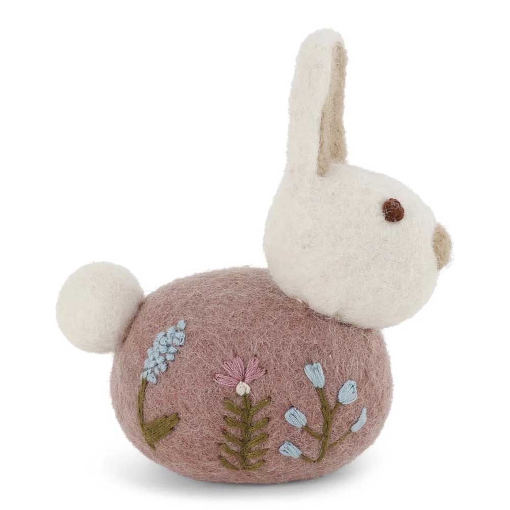 Gry & Sif - Sitzender Hase Filz mit Blumenstickerei