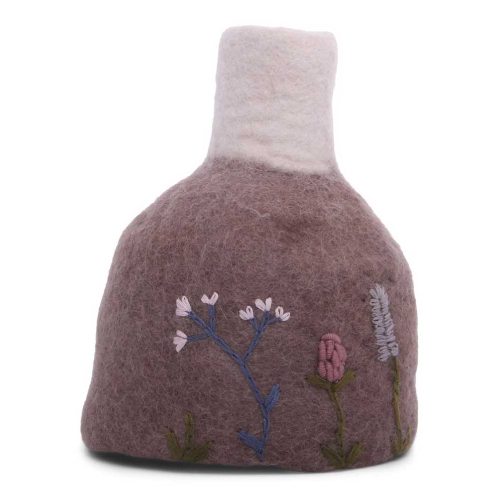 Gry & Sif - Vase Filz mit Stickerei inkl. Glas
