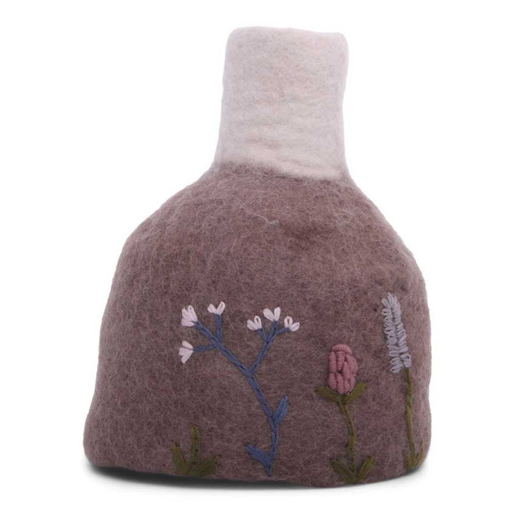 Gry & Sif - Vase Filz mit Stickerei inkl. Glas