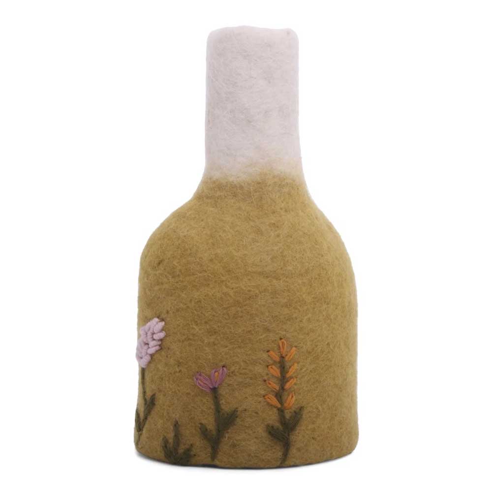 Gry & Sif - Vase Filz mit Stickerei inkl. Glas