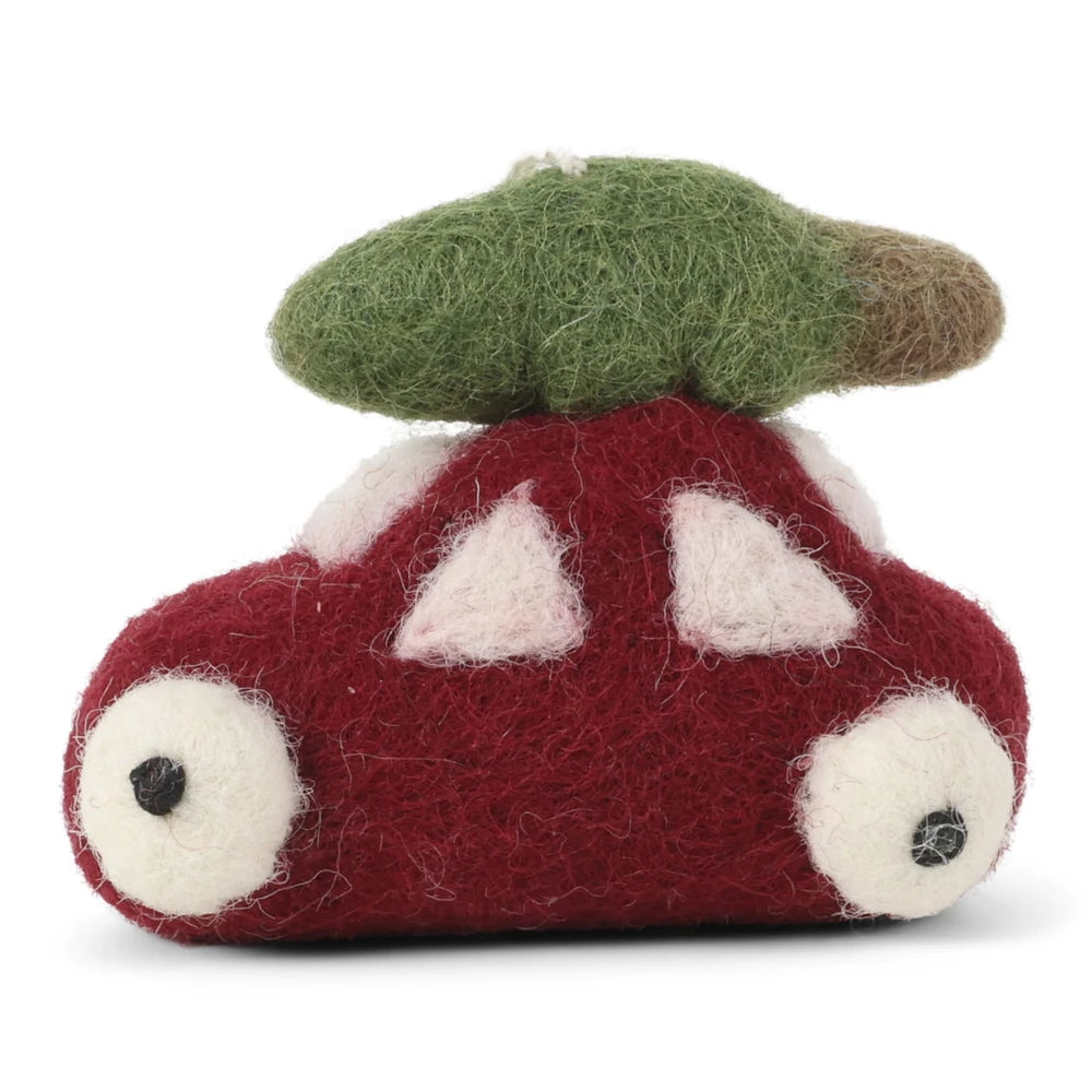 Gry & Sif - Anhänger Rotes Auto Filz mit Baum