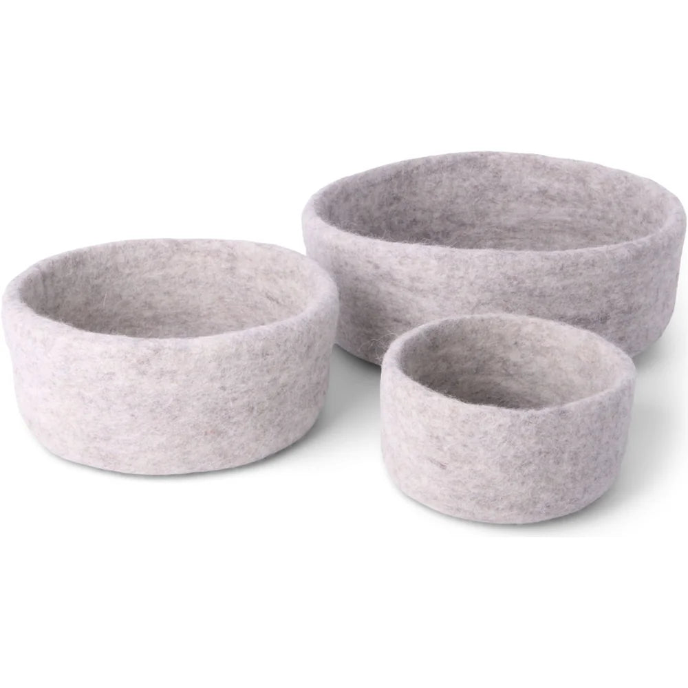 Gry & Sif - Schale Filz Naturgrau – 3er-Set