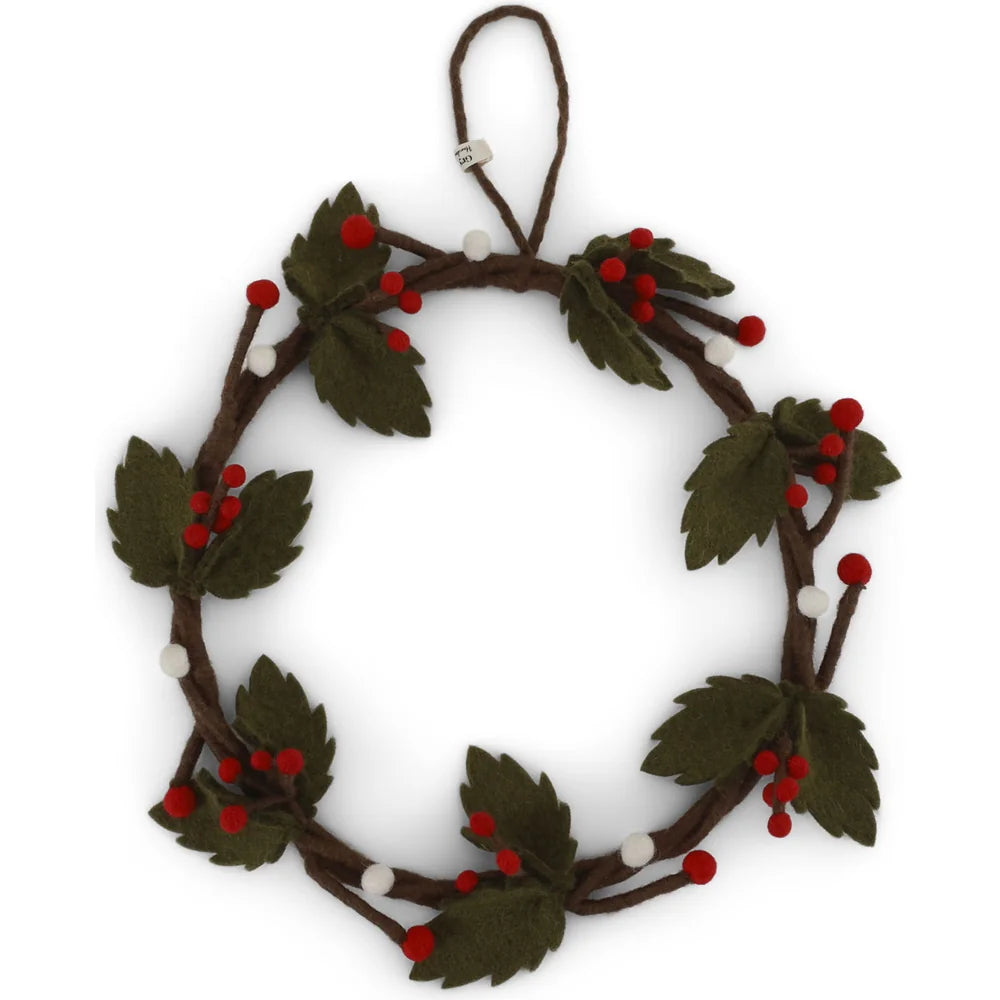 Gry & Sif - Stechpalmenkranz Filz mit Aufhänger