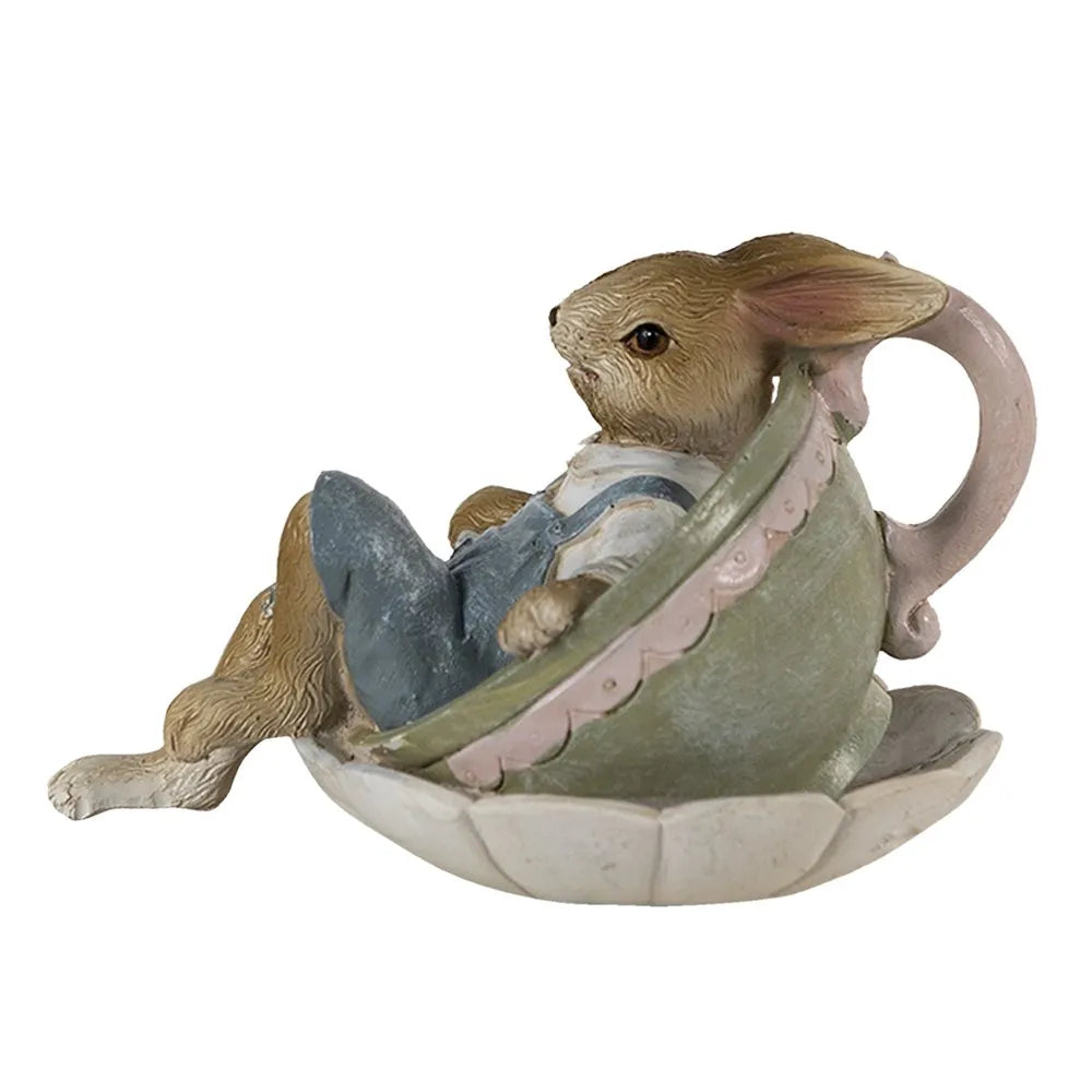 Clayre & Eef - Hase in Teetasse Braun Grün