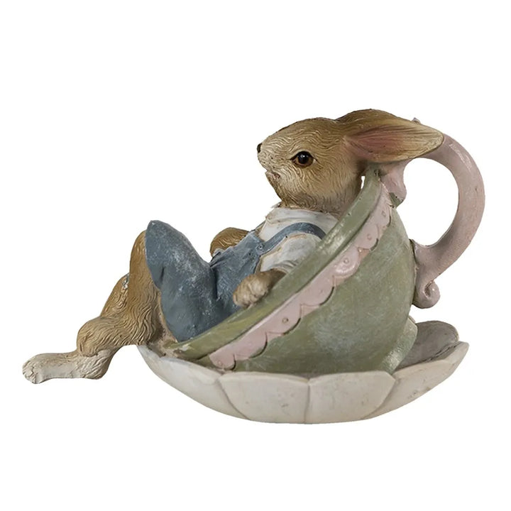 Clayre & Eef - Hase in Teetasse Braun Grün