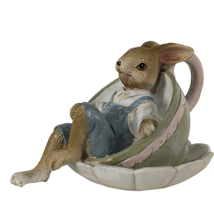 Clayre & Eef - Hase in Teetasse Braun Grün
