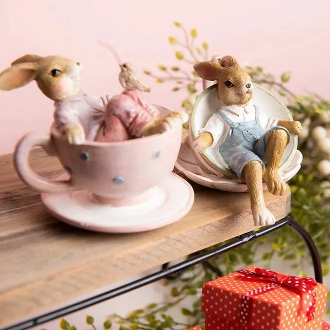 Clayre & Eef - Hase in Teetasse Braun Grün