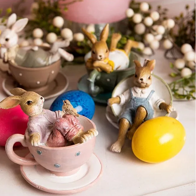 Clayre & Eef - Hase in Teetasse Braun Grün