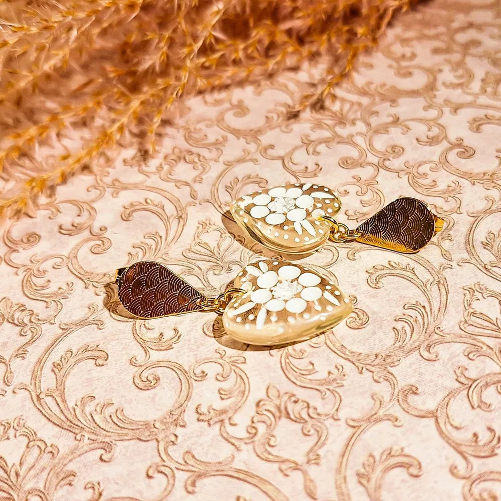 Lydée Déco - Herz- und Blumenohrringe Transparent Weiß Gold