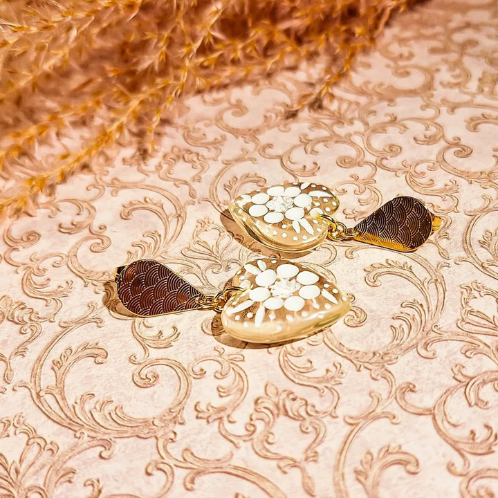 Lydée Déco - Herz- und Blumenohrringe Transparent Weiß Gold