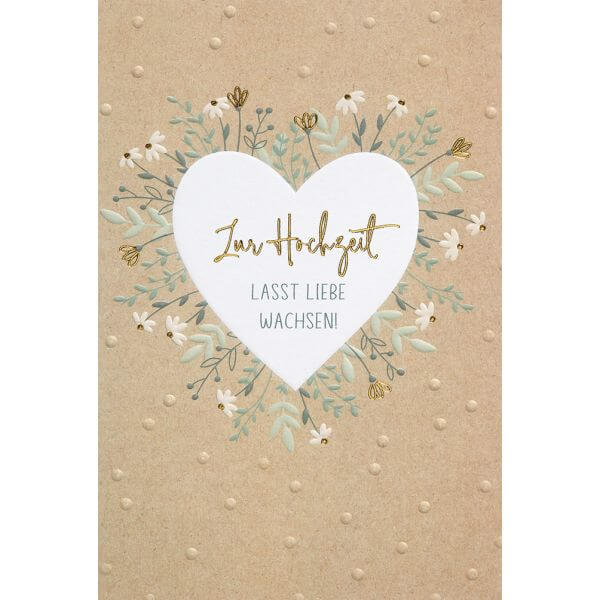 Hochzeitskarte Herz & Blumen
