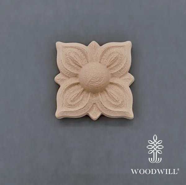 JDL Vintage Paint - Holzgeschnitzte dekorative Kachel Blume